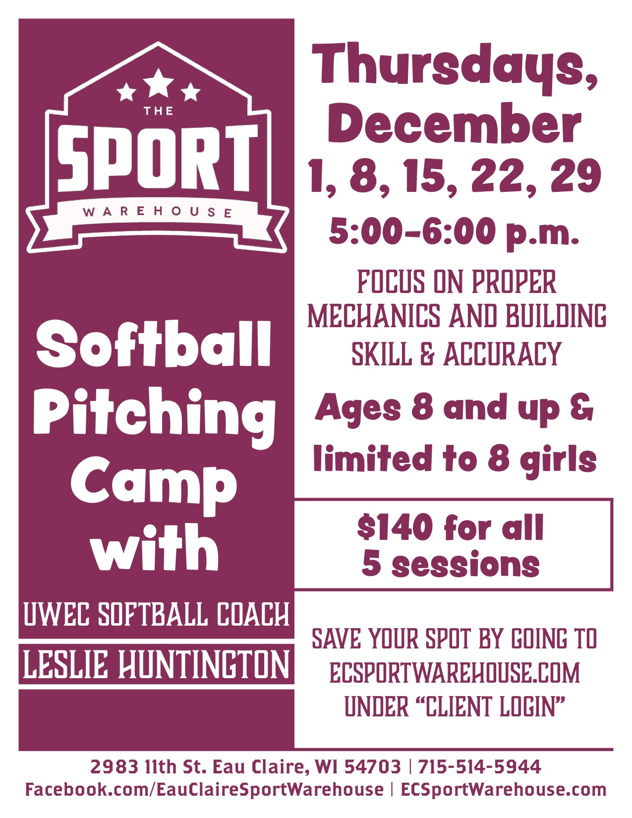 softballpitchingcampdec EC Sport Warehouse